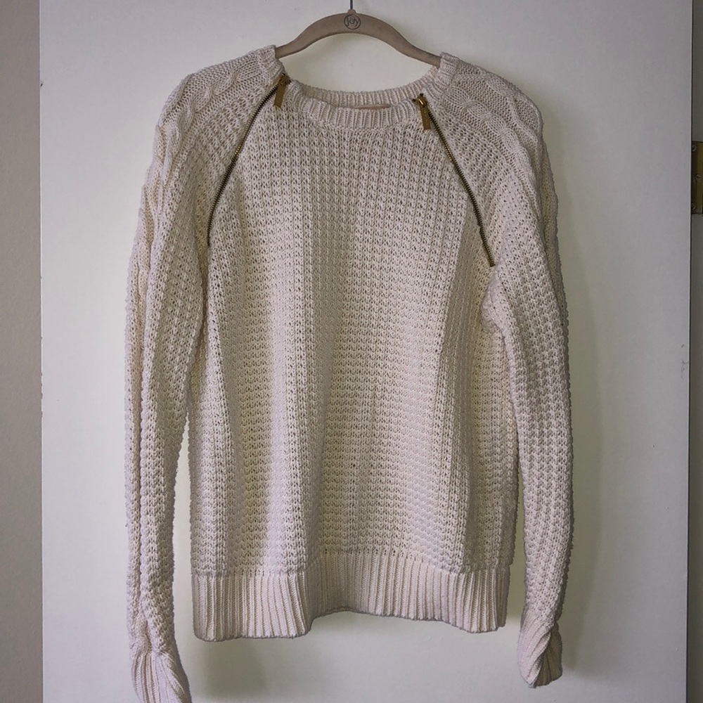 Michael Kors Cream Knit Sweater w/ Gold Zippers